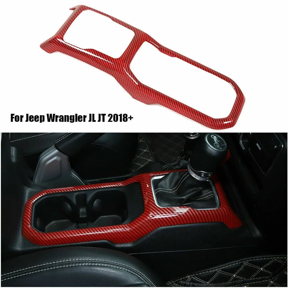 For Holder Jeep Trim Parts Cover Gear Red Shift Teledu Panel Cup Carbon Wrangler