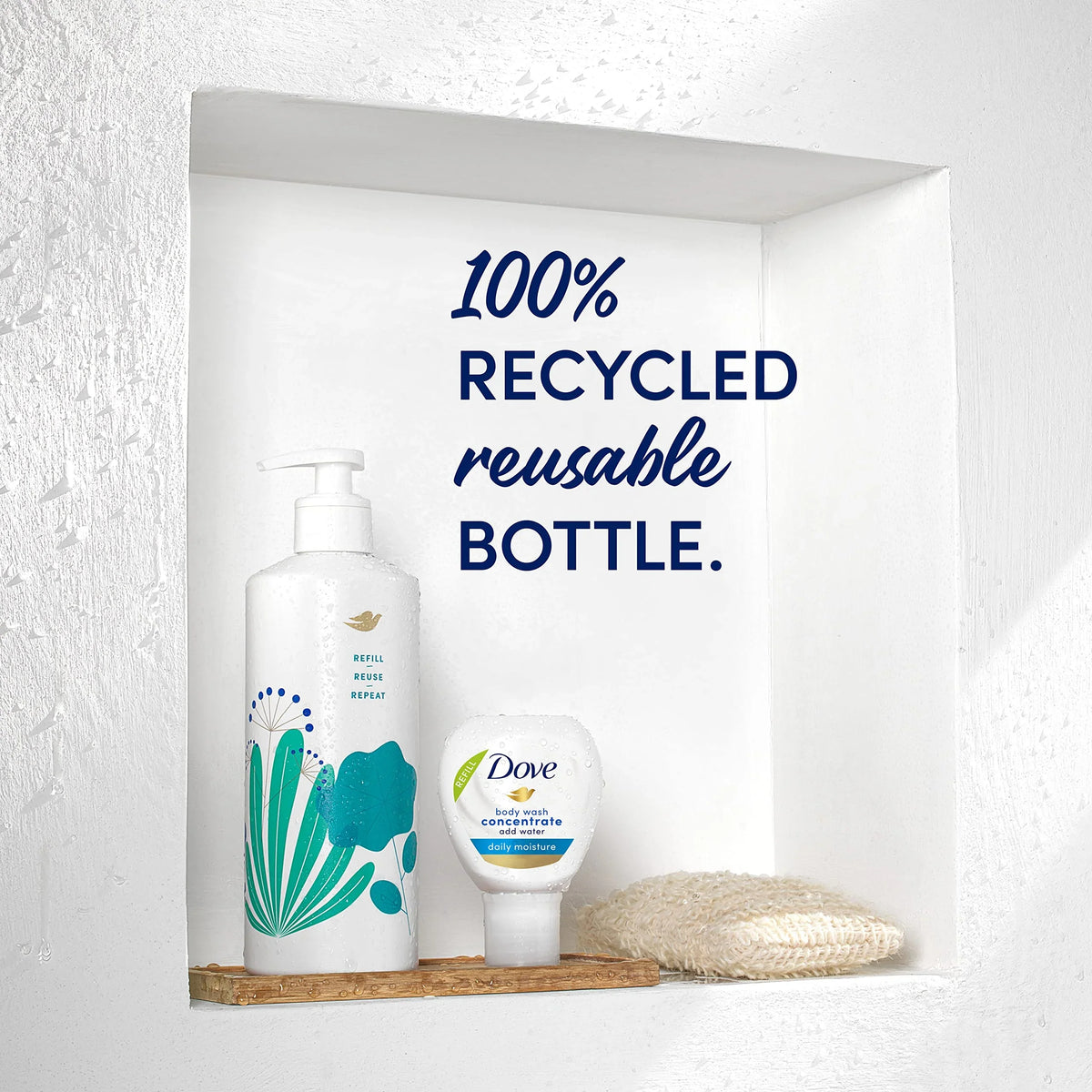 100 Bottle Instantly Moisture 4 16 Body Percent Concentrate For Recycled For Reusable Oz). And Refills Oz Fl Care Kit Soft Fl (X2) Nourishment Dove Daily Starter Lasting (Makes Skin