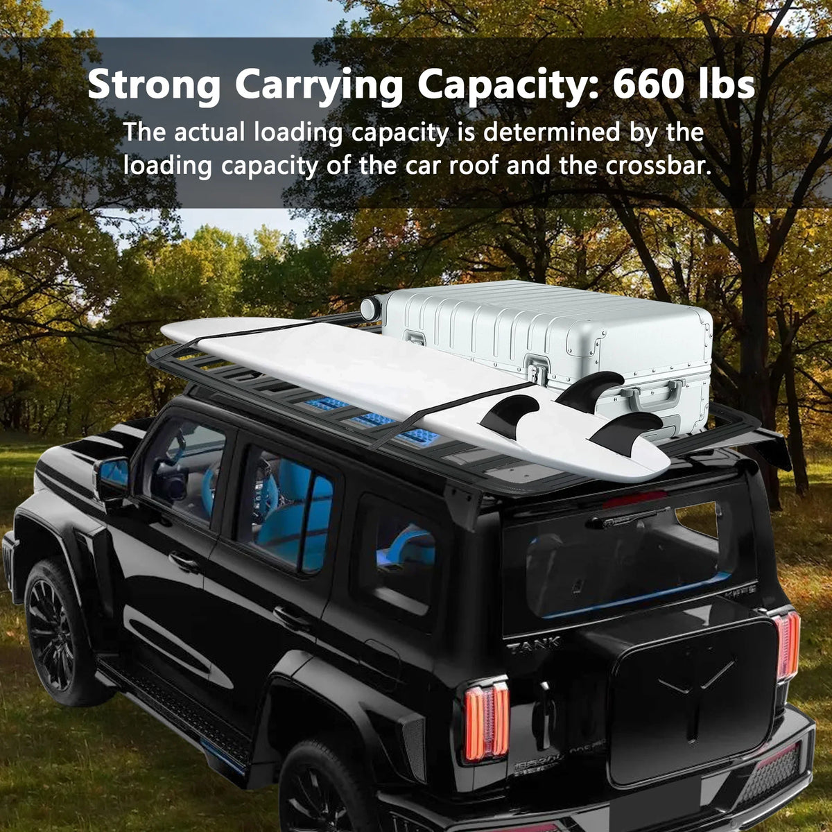 Max Load, Car Cars SUV Rooftop System Cargo Black Universal Truck for Carrier Fits Roof Platform, Aluminum 660lbs 67"x52"