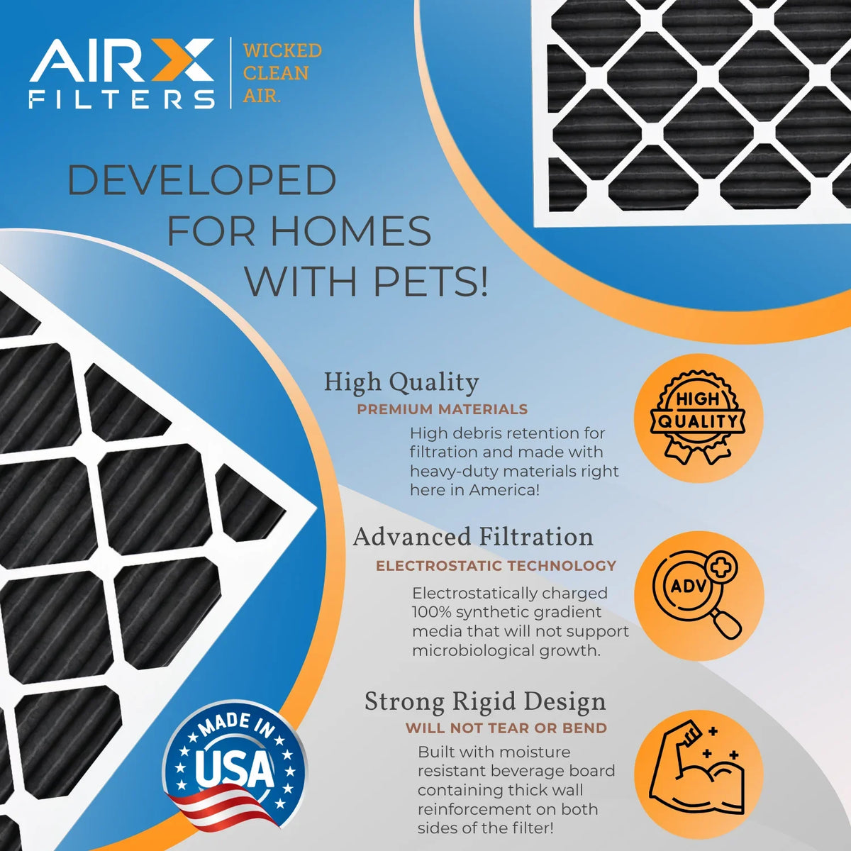 Pack Carbon & MERV MPR Air 700 16x24x2 by Filters WICKED Eliminator FPR USA Comparable Furnace AC Filter 6 CLEAN FILTERS AIR. 16x24x2 Filter AIRX Premium Odor to HVAC Made 5 8