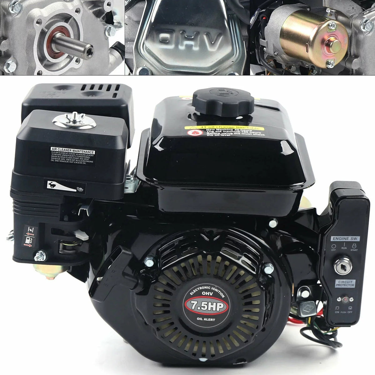 Gasoline Shaft Gas Lawnmower Overhead 212CC Industrial Motor Engine Scarifier Power Design Generator Start 3600RPM Electric HP 7.5 OHV Valve Side 4-Stroke for Engine Log Compressor Splitter Grade Pump