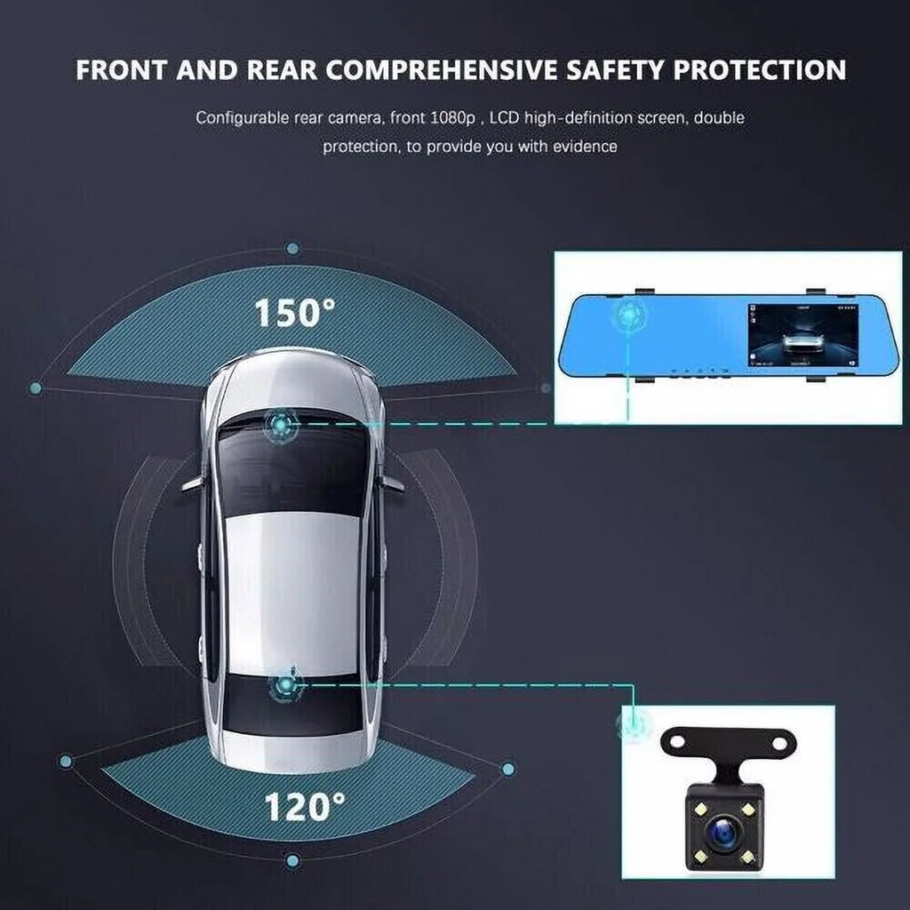 DVR Dash Rear 1080P Mirror Rearview HD Front Video Cam Camera Car Recorder Dual