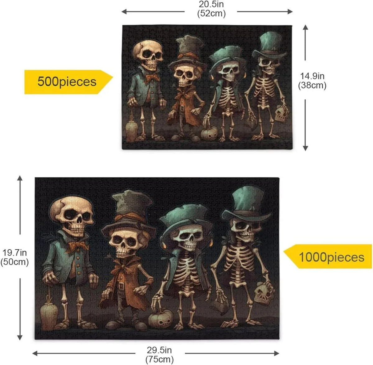 Puzzle Friends Family Challenging Zigsaw Dreamtimes Halloween Jigsaw Alphabet Adults, 500 for Storage Parents Kids Partition Exercise with Wooden Bag, for Puzzle Skeleton Game Print, Brain PCS Gift