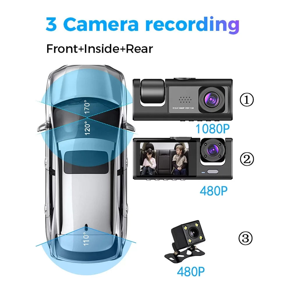 Dash ammoon Video Car Safety for Camera 3 Auto Driving WiFi, Clear with Cam Recorder