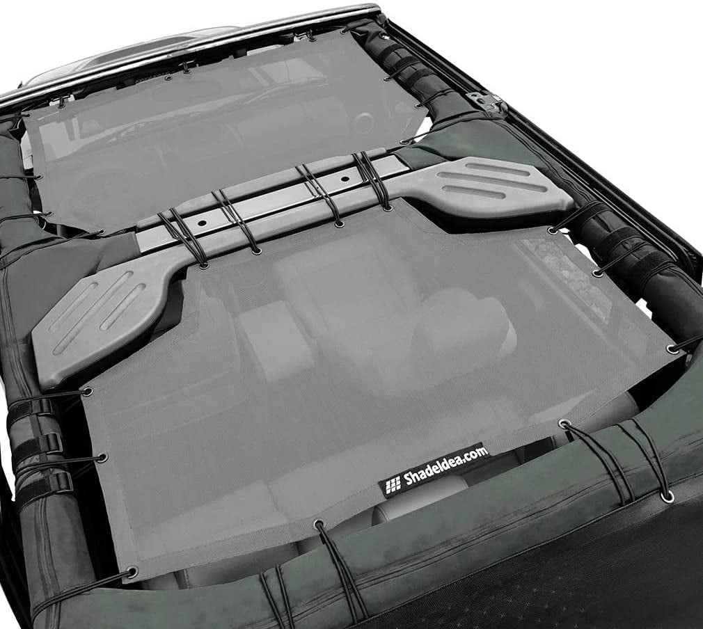 JKU Bag-10 Unlimited Years Mesh Shade Warranty Sunshade Shadeidea (2007-2018) Jeep Screen Sun Blocker & JK Front UV Top Rear-Gray Wrangler 4-Door with Cover Grab