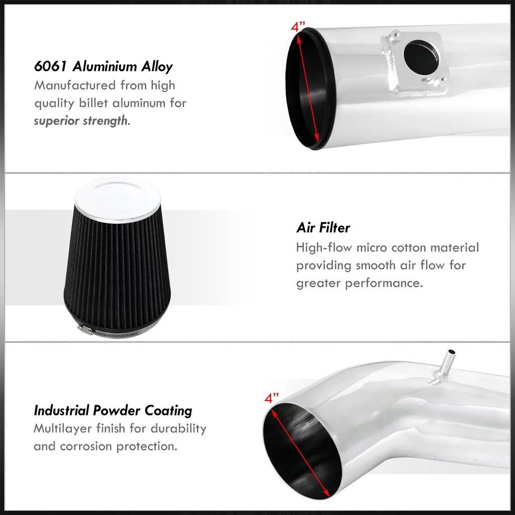 Intake Induction Tahoe Filter Silverado Cold Sierra For Compatible/Replacement Suburban AJP Yukon Escalade V8 Polish Chevy Avalanche Air Shield GMC System Aluminum XL Cadillac Heat Pipe + Distributors