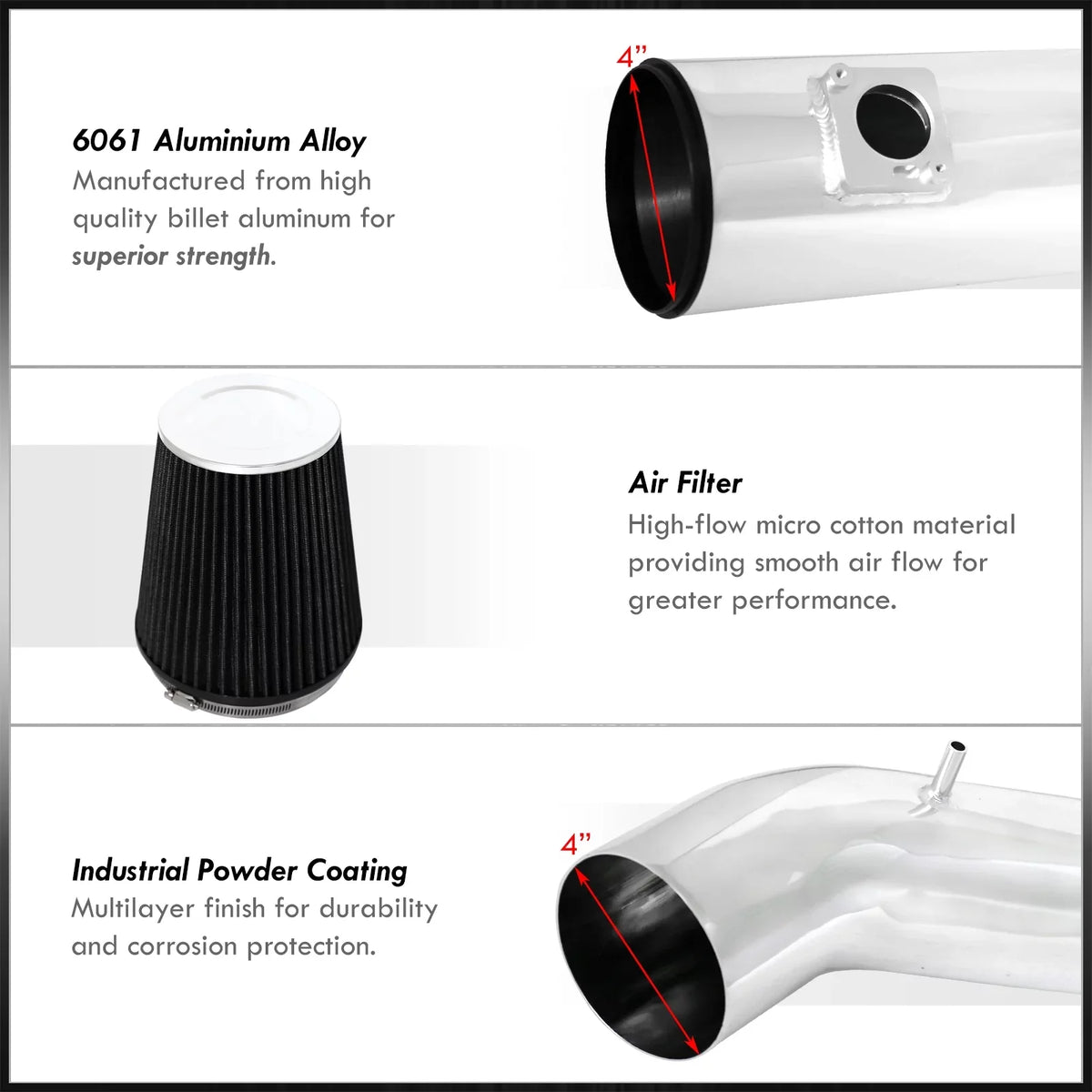Intake Induction Tahoe Filter Silverado Cold Sierra For Compatible/Replacement Suburban AJP Yukon Escalade V8 Polish Chevy Avalanche Air Shield GMC System Aluminum XL Cadillac Heat Pipe + Distributors