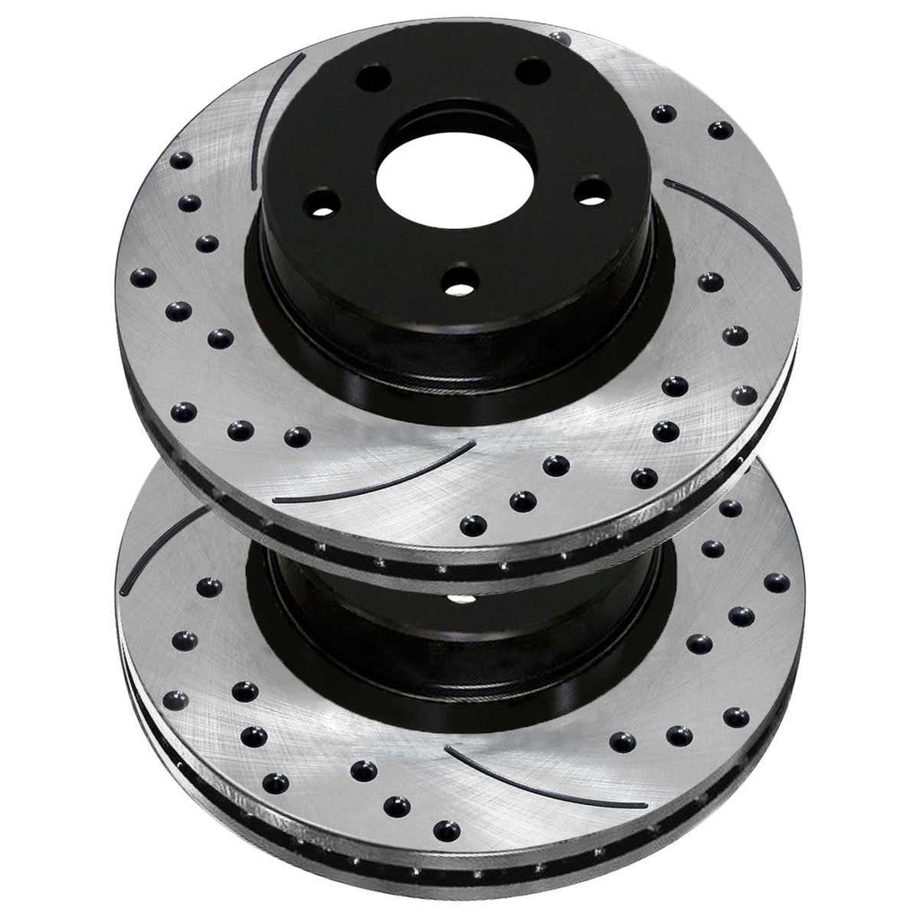 Pair Brake for of 2 PR63040LR Jeep Drilled Outlander Front FWD Chrysler Mitsubishi Patriot Avenger Side and Compass Slotted Rotors Replacement Black Caliber 200 Dodge AutoShack Passenger Sport Driver