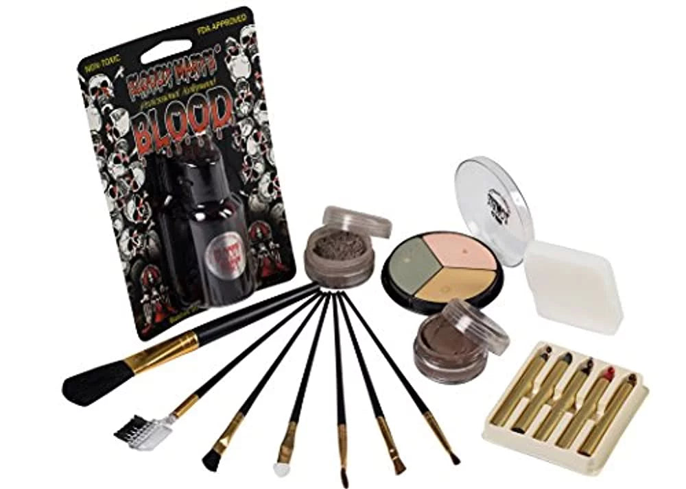 Makeup Special Blood, Mary Brushes, Bloody Kit Zombie Halloween - Setting - By Walking Case Tools Carrying - Dead Application Sponge Palette Costume 4 5 - Crayons, Effects Included Powder, Makeup 1 FX