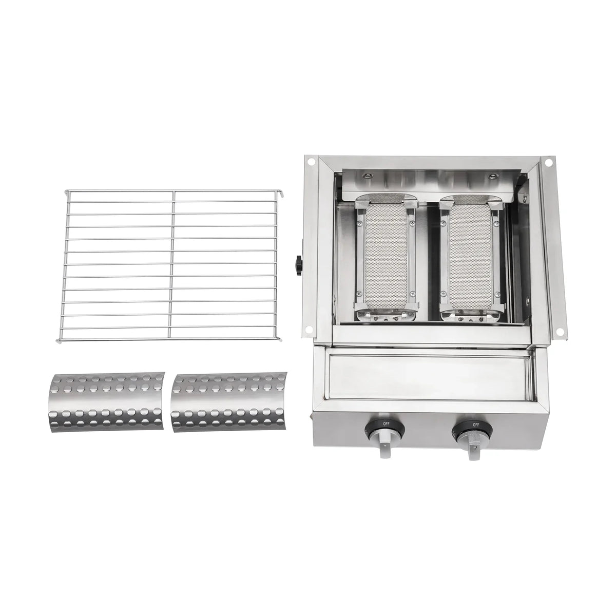 Grill LPG Stainless for Gas Grill, Barbeque Steel Countertop 2-Burner Sliver exterior
