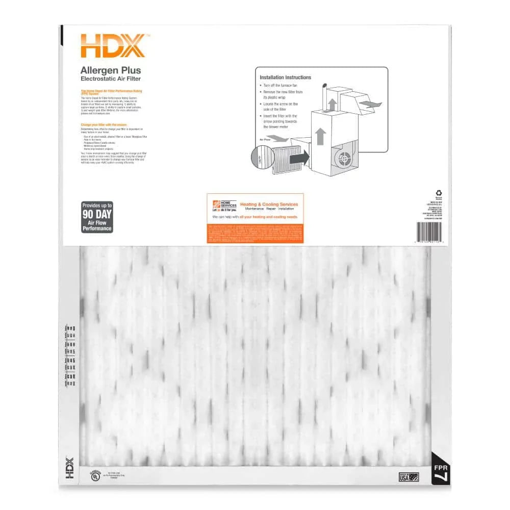 Allergen 7 Filter HDX x 1 Pleated x 20 25 Air FPR Plus in. in. (Pack in. 2) Of