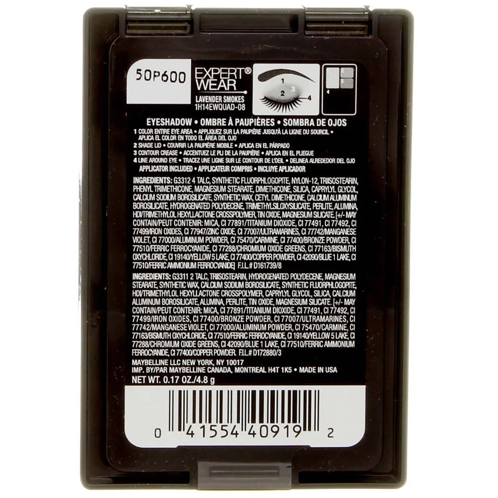 (Pack New Maybelline York Eyeshadow, [08Q] of Smoke oz Wear Lavender 0.17 Quads 4) Expert