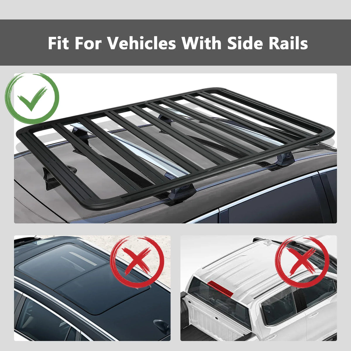 Max Load, Car Cars SUV Rooftop System Cargo Black Universal Truck for Carrier Fits Roof Platform, Aluminum 660lbs 67"x52"