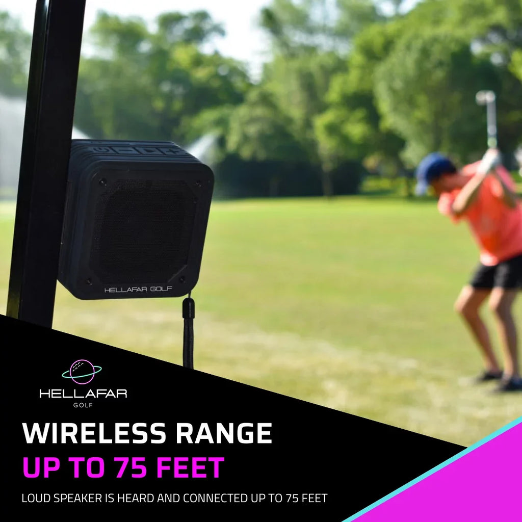 '- System, Magnetic Black Golf Cart Speaker Hellafar Golf Mounting Speaker, Bluetooth Waterproof, IPX7