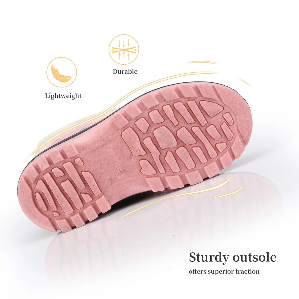 Warm Boots Faux Fur-Lined Toddler little Ankle Dream dimension Snow Shoes Soft FORESTER Boys kid Girls Boots 12 GREY/PINK Winter Pairs Kids