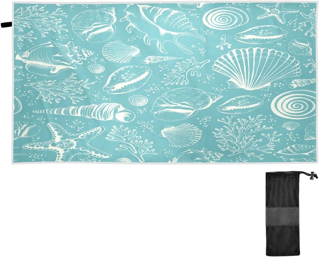 Dry Bestwell Towel Bath Blanket, Shower Thin Multipurpose Swim Yoga Lightweight 30”X60” Sand Beach Towel, Coral Microfiber Quick Pool Towel Free Seashell Oversized Towel