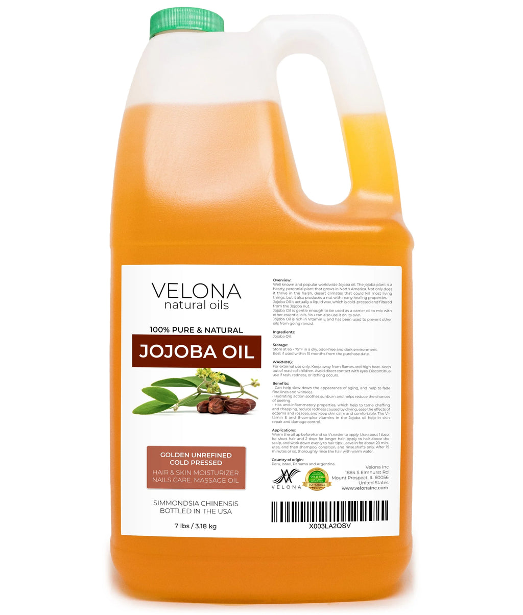 Care, Pure Golden, Skin and Jojoba Body, - | Moisturizing Marks, Oil| Hair, Cuticles 100% Hexane Unrefined, 112 Face, Oil Cold | oz Pressed, Stretch Free Natural Velona Carrier