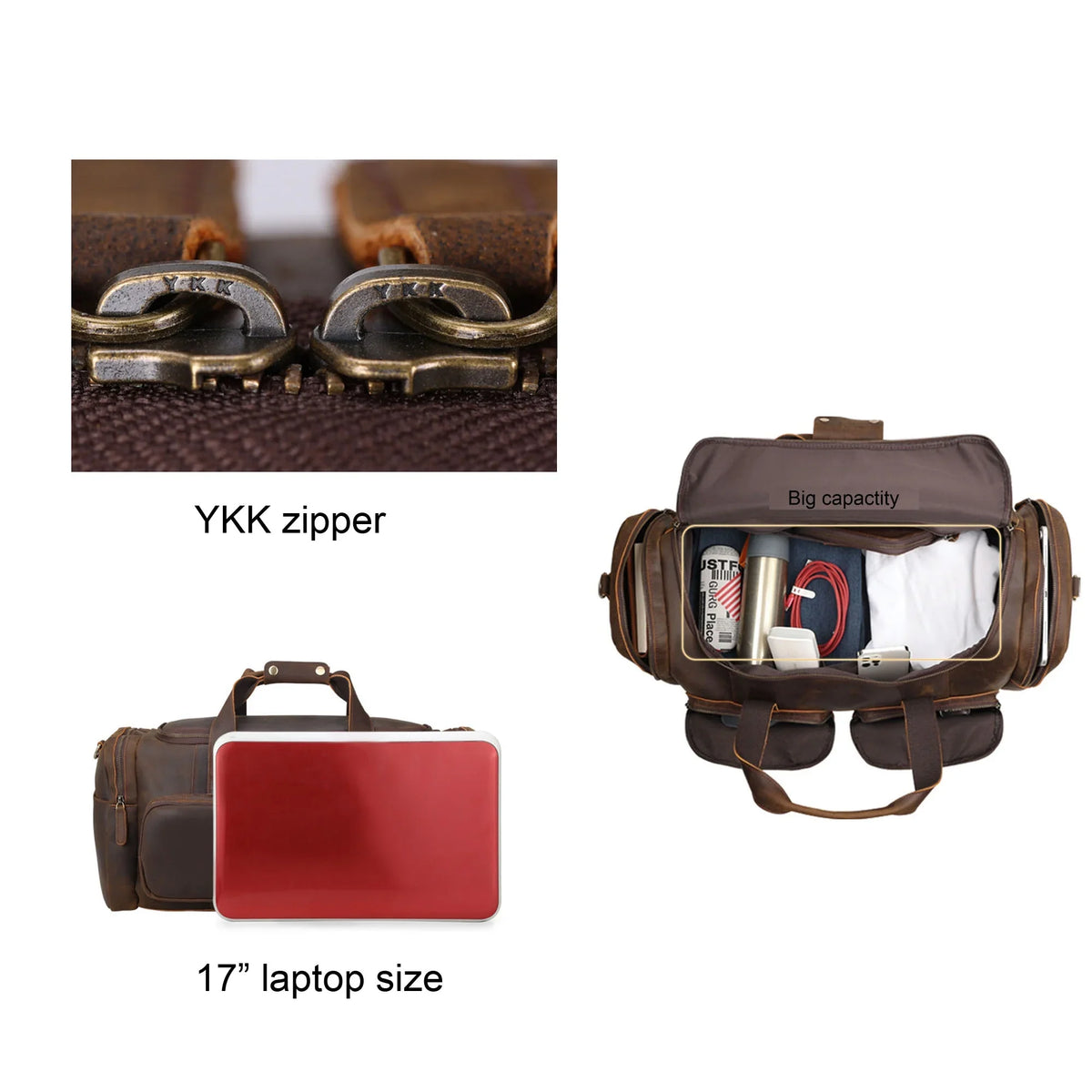 Duffle Grain Bag, Leather Bag Full Travel Shoulder Bag,