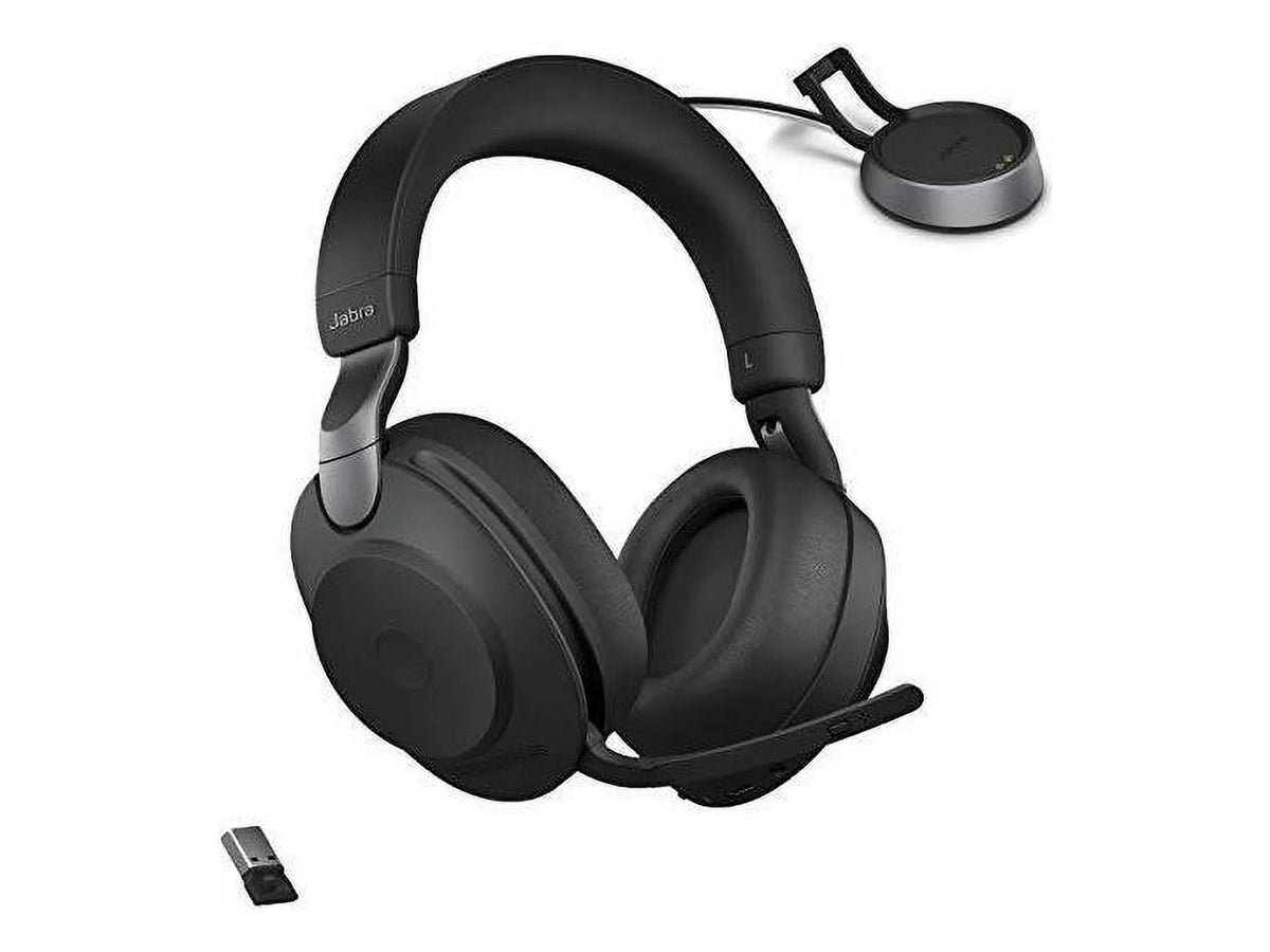 Black - Link380a, Stereo, Battery 37 Cancelling of Hours Headphones Jabra Evolve2 Noise Headset Life, Calls 85 Wireless UC for Music, Wireless Advanced Bluetooth and Headphones with