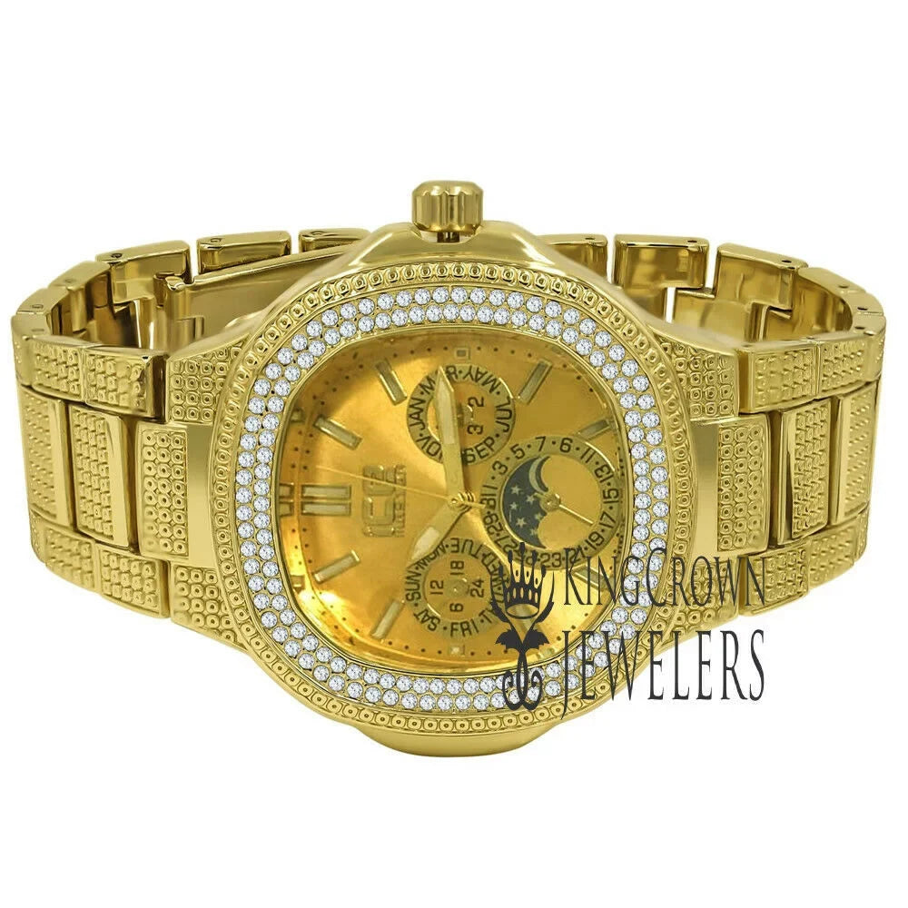 Watch Gold Jojino Tone 14K Diamonds Band Yellow Simulated Resistance Jojo Metal Rodeo liquid Joe