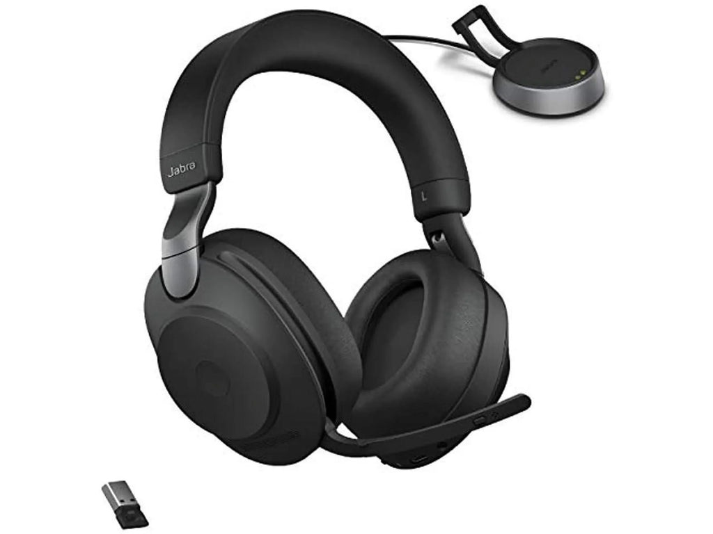 Black - Link380a, Stereo, Battery 37 Cancelling of Hours Headphones Jabra Evolve2 Noise Headset Life, Calls 85 Wireless UC for Music, Wireless Advanced Bluetooth and Headphones with