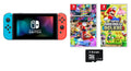 Joy-Con| Switch Mario Nintendo Kart Red /Super with Months Bros. Neon Blue Nintendo Bundle: Nintendo U Online 8 and Mario and Switch Membership Deluxe 3 Switch Console 32GB Deluxe