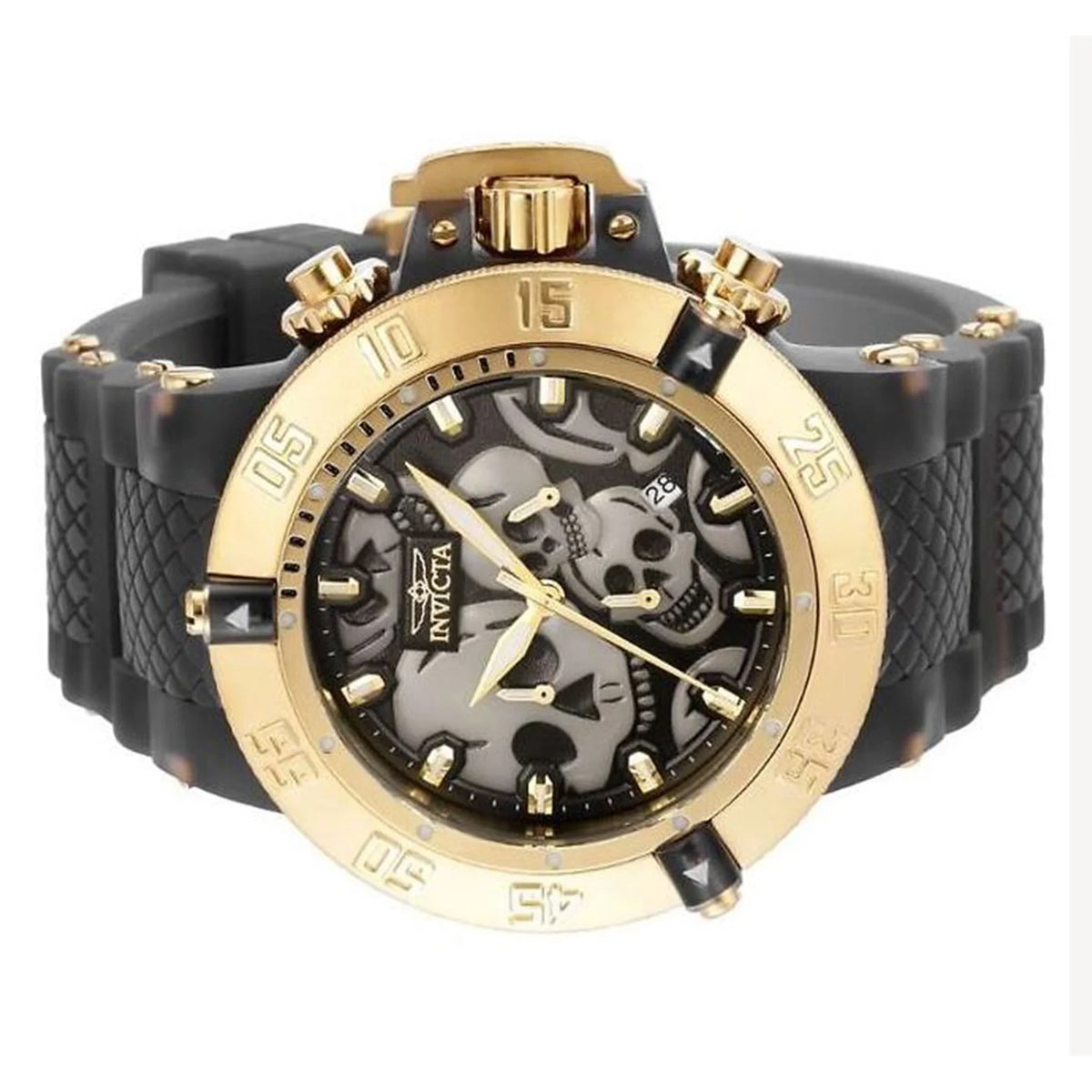 Dial Chronograph Quartz Men's Watch Subaqua Black Invicta 37327 Skull