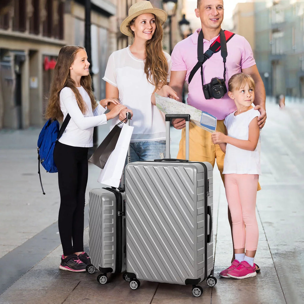 Sets - Hikolayae Silver, Hardside Piece in Spinner Luggage Lock 5 TSA