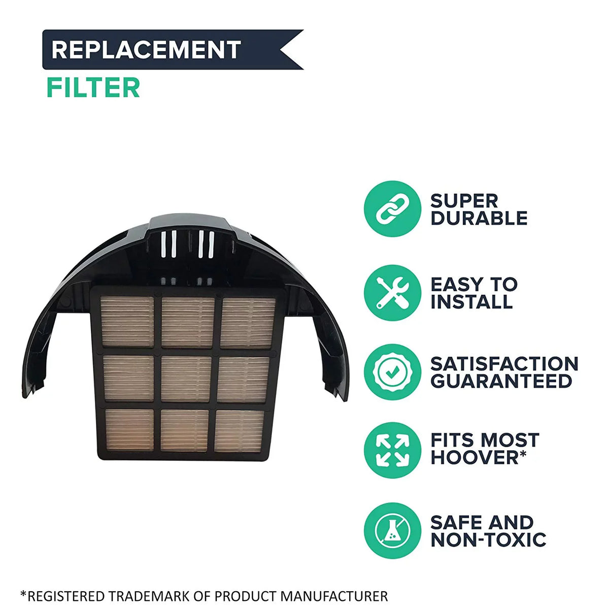 UH70601 Compatible 902404001 1 of Hoover T-Series UH70600 design Part HEPA Fits 303172002 Rewind Crucial Vacuum UH70603 Bulk # Pack Models: 303172001 Filters Cartridge UH70120 Filter; Windtunnel, With