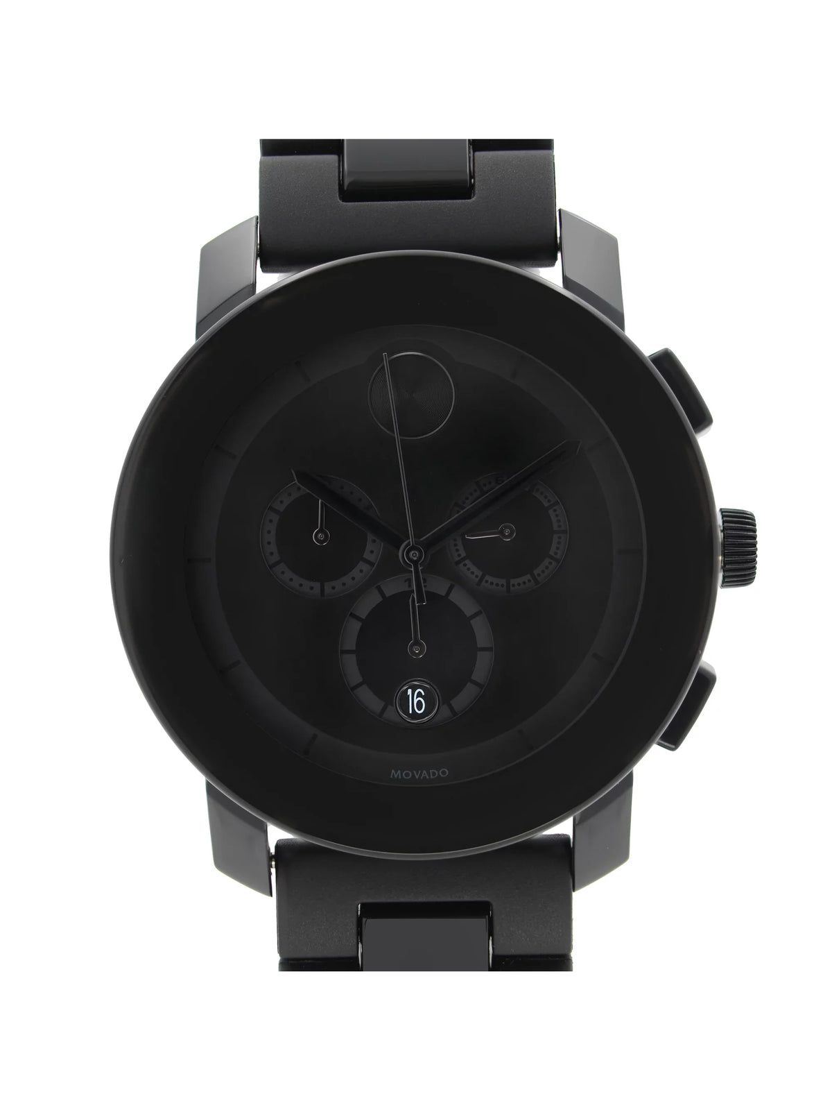 Steel 43mm Dial Movado Mens 3600048 Resin Black Quartz Plastic Watch Bold