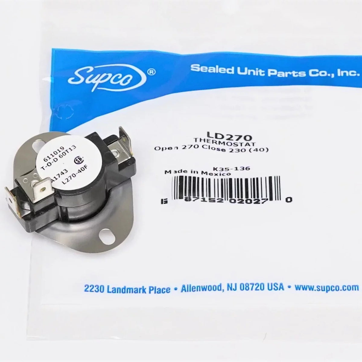 3 LD270-40 Heater Supco Supco Thermodisc Open Thermostat Limit On Rise Wire LD270