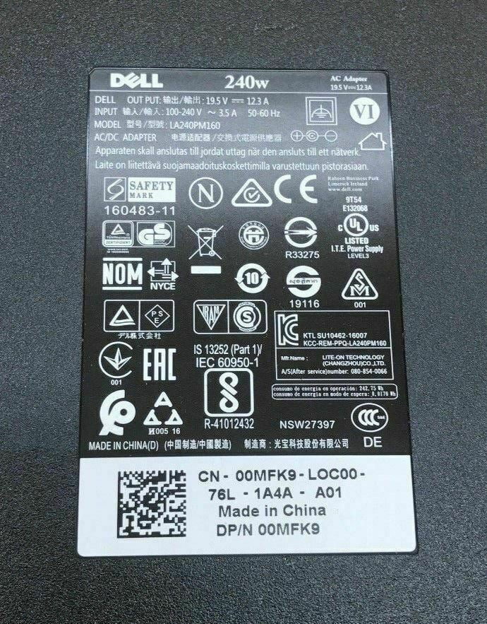 Charger 12.3A FWCRC 240W Lot of Laptop GA240PE1-00 Genuine 10 19.5V Power