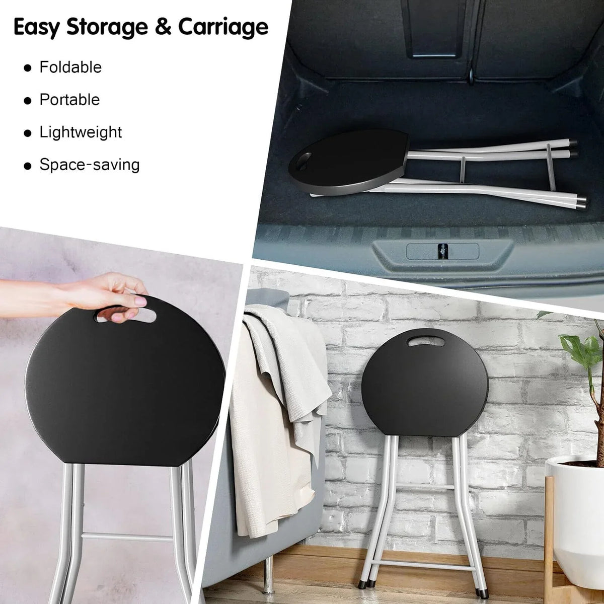 28'' Barstools Duty Camping, exterior with SILKYDRY for lbs Stools Handle, Collapsible Stool, & Adults Portable Foldable 330 MIDDOW Stool Capacity Kitchen, Heavy Counter Chair Metal Bar Folding for