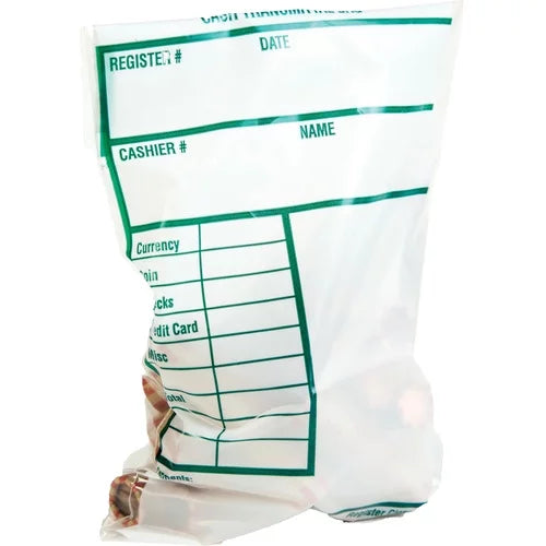 grade White 9" x - Length 6" Park Width Cash 100/Pack Bags - Transmittal Transporting Redi-Strip with -