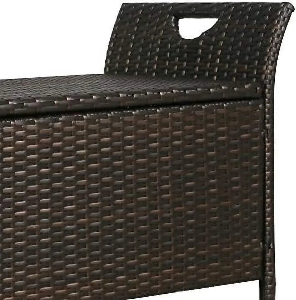 Deck Bench Patio Wicker YPZBBOOM Bins Rattan Box with exterior (Red) Cushion