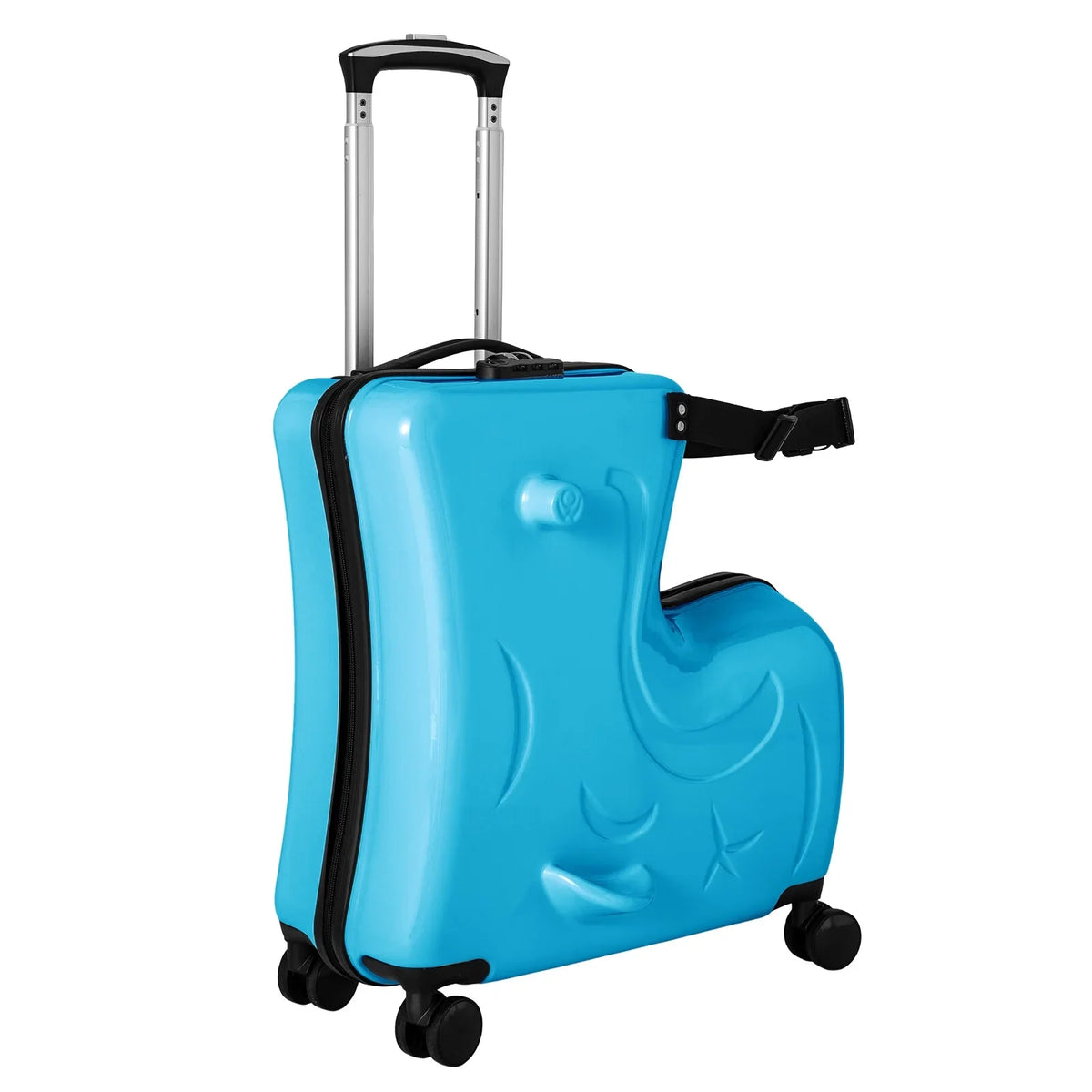 Horse Blue Kids 20" Kids Travel Shape Spinner Suitcase, Wheels Luggage Ride Trolley Suitcase AIQIDI Portable On