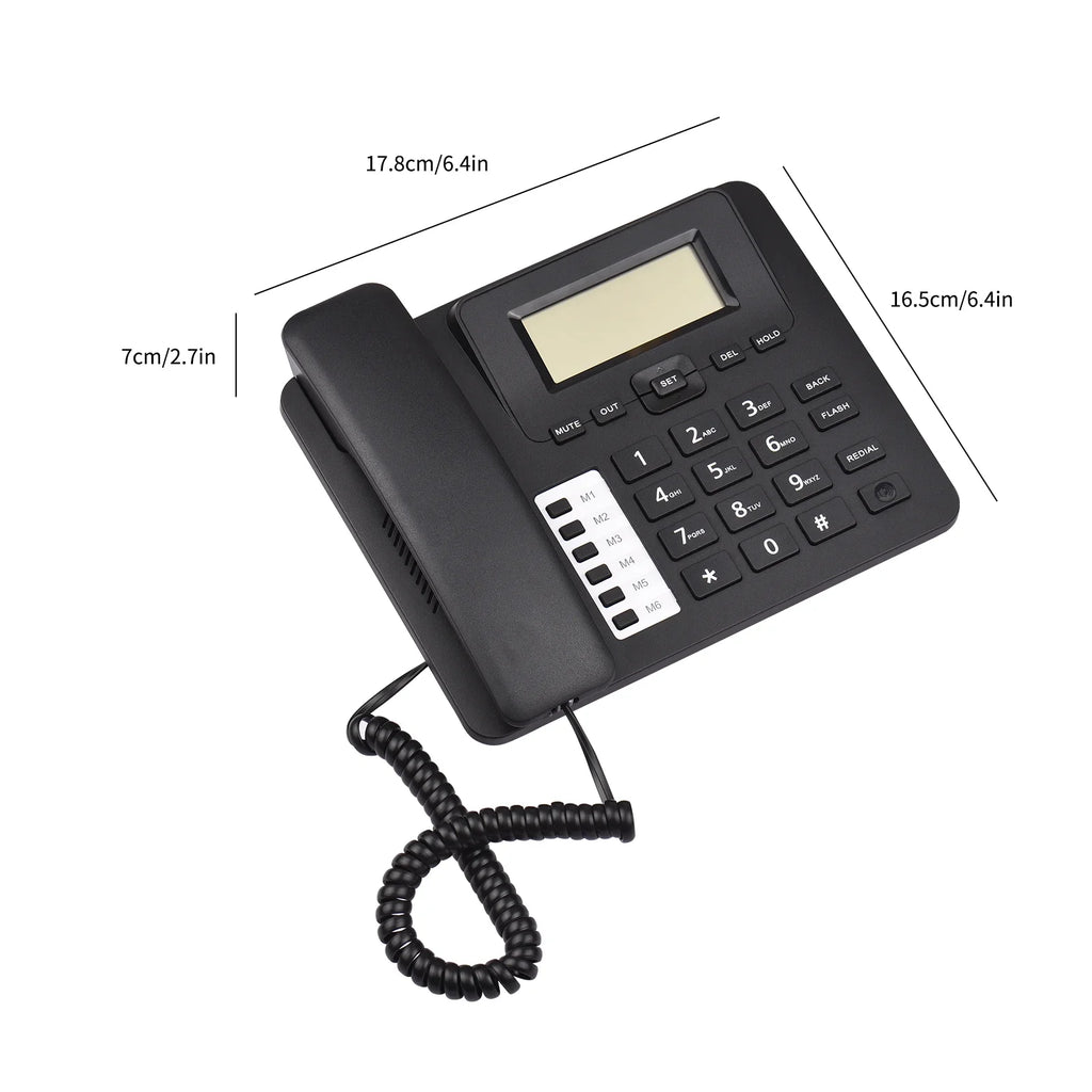 Elderly Landline Hands-Free/Redial/Flash/Speed Desk Sound Control for IC Black Dual Home Real-time Date Seniors Support Corded DTMF/FSK Built-in System Dial/Ring Meterk Phone Chip Telephone Phone