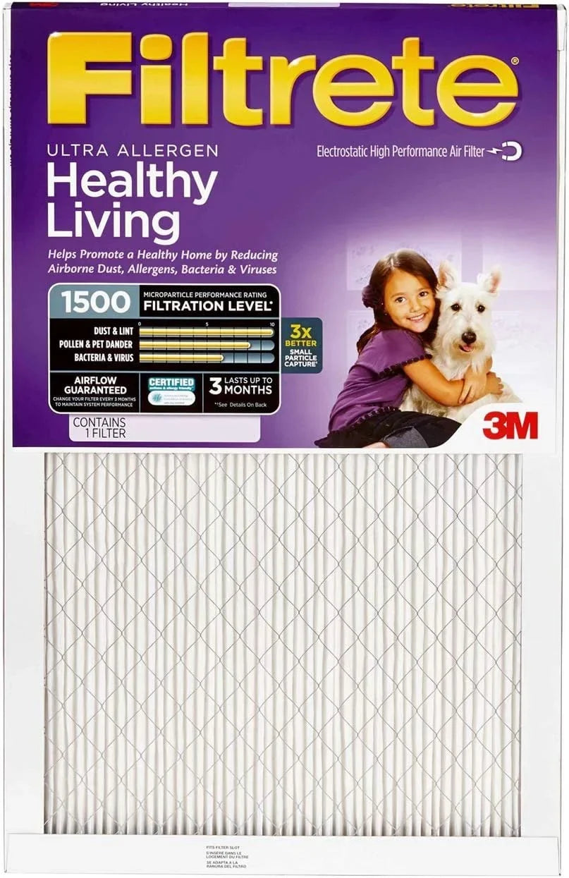 Filtrete X 16" Reduction 3M 1-Pack 25" Furnace Air Ultra White 2001DC-6 X Allergen Filter 1" FPR9 -