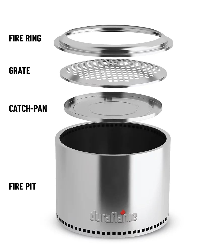 Steel Duraflame™ Stainless Smoke Fire 19" Pit, Low