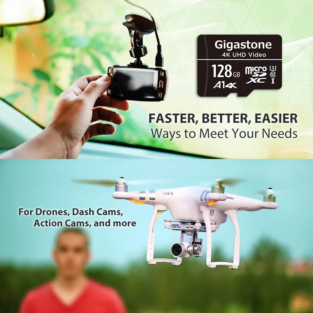 SDXC Video, Pack Class Drone Card, 128GB Cams, Security Dash Camera Surveillance (5x128GB) Professional, Cam 10, 4K Action UHD Gigastone A1 Micro 5