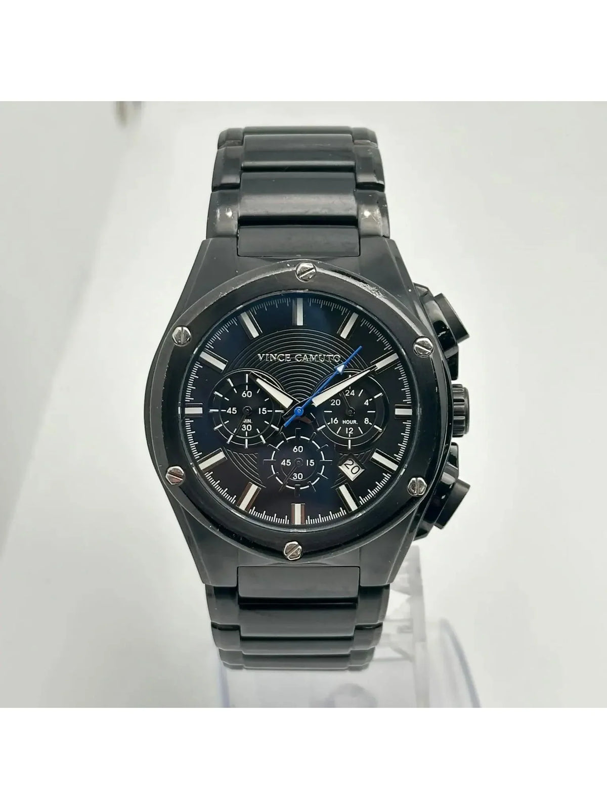 (Good) Camuto Vince Quartz Pre-owned Mens Watch Black Dial VC/1065BK Steel 45mm