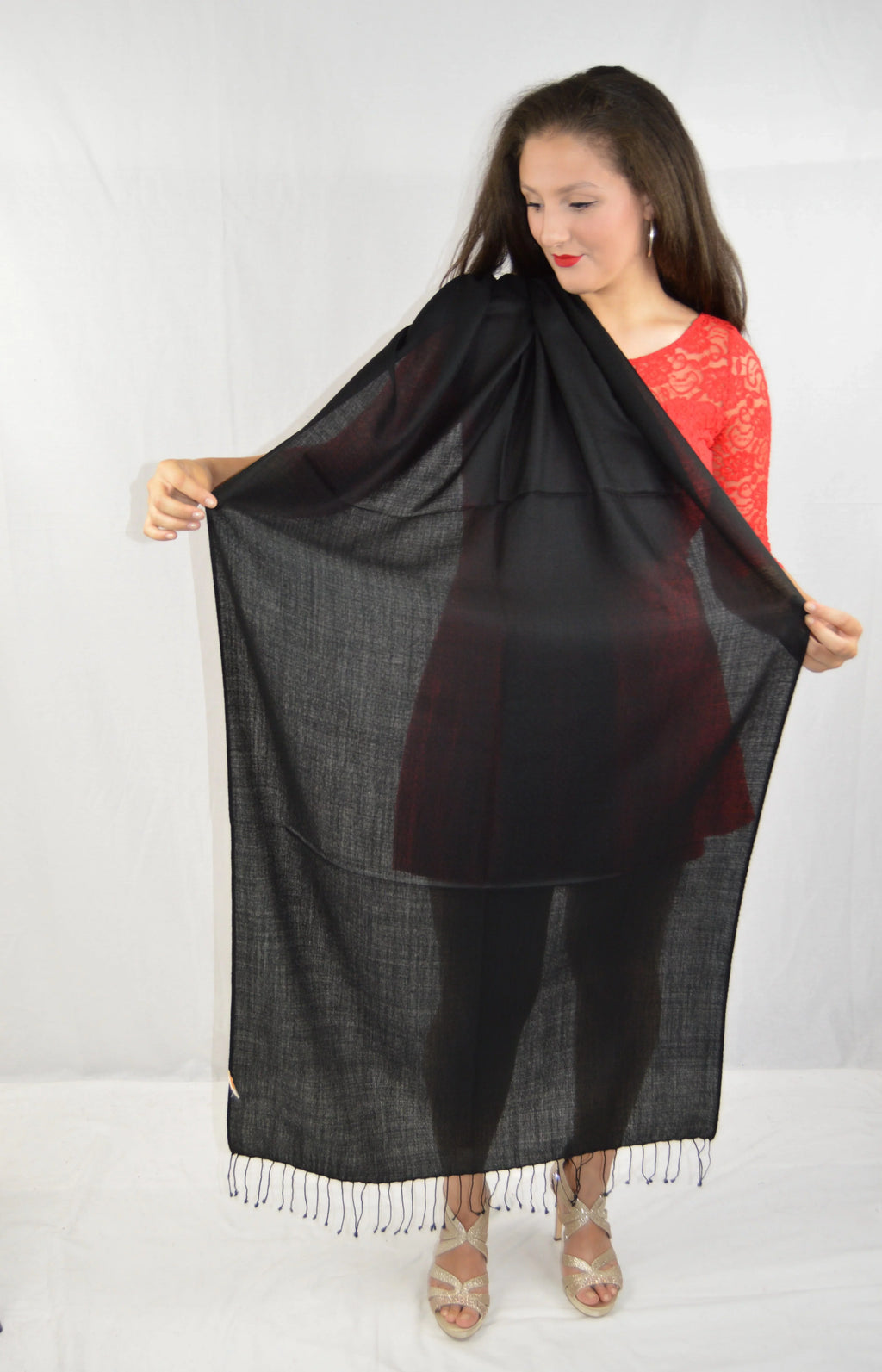 (Black Shawl/Summer Regular Pashmina Shawl) Shawl/Sheer Shawl/Scarf/Scarves Shawl/Evening Shawl/Light Shawl/liquid Fancy Shawl/Pashmina weight