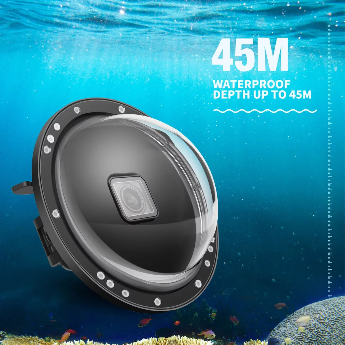 Port and Case 180° Handle, Black Dome Dual 10 XTGP559, 9 Wide Waterproof 45m for Waterproof, SHOOT Angle