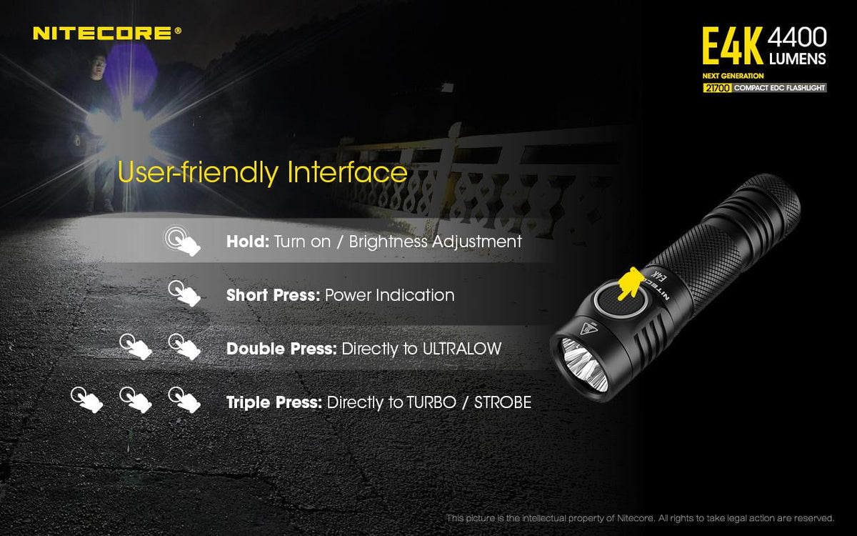 E4K Knife Small Combo: - Next 4400 Flashlight w/NTK05 Folding generation NITECORE Lumens