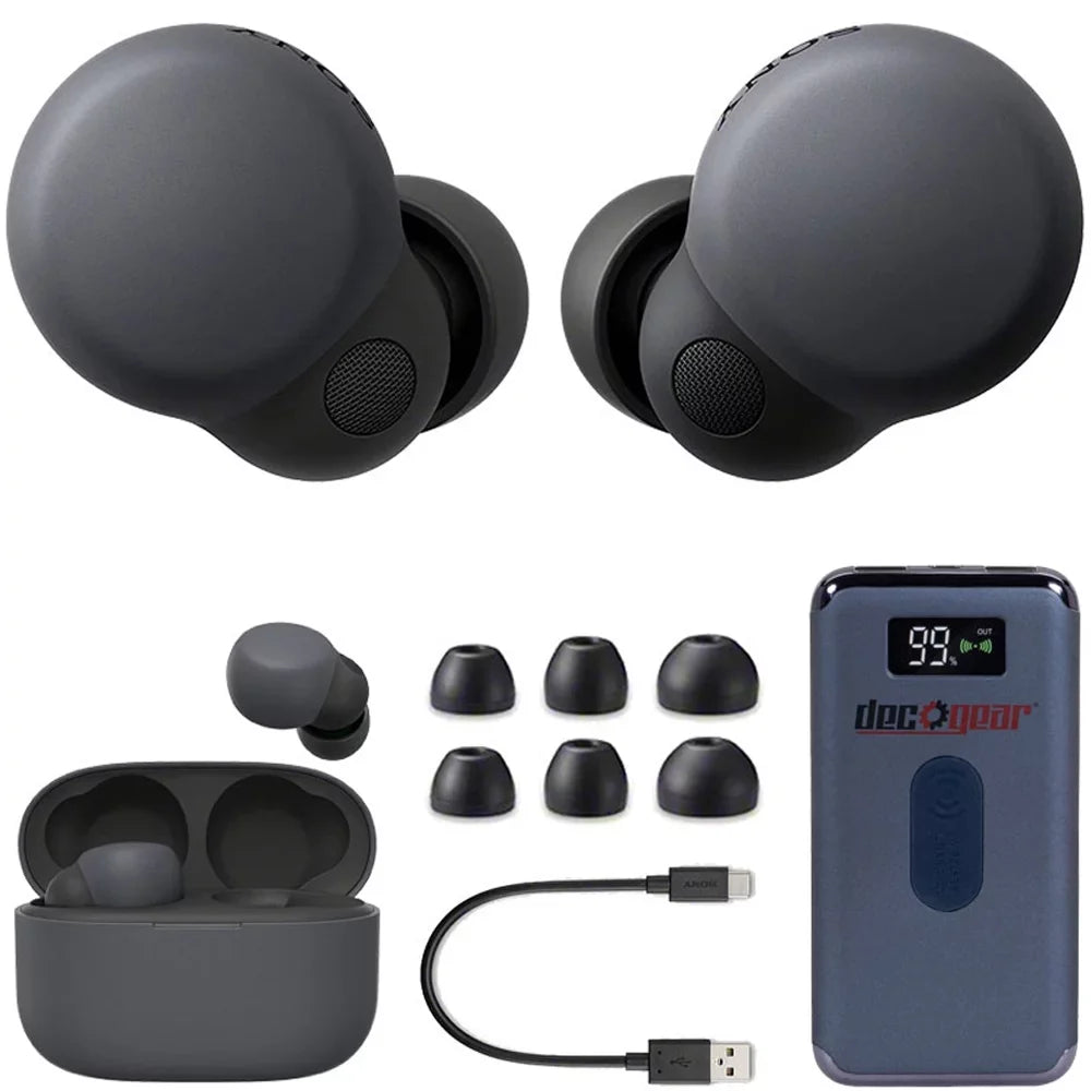 Deco Truly WFLS900N/B Noise Bundle with (Black) LinkBuds Canceling Portable Earbuds with S Charger Gear Bundle Wireless