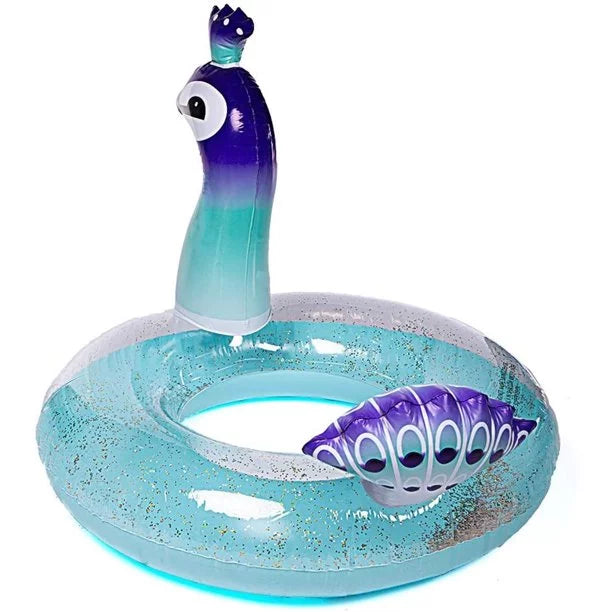 Alin Designed Pool Kids Toys for Game 48 Lounge Raft Glitter Swimming Decorative liquid Valves Inch with Fast Pool Party | Summer Beach Float Peacock Inflatable