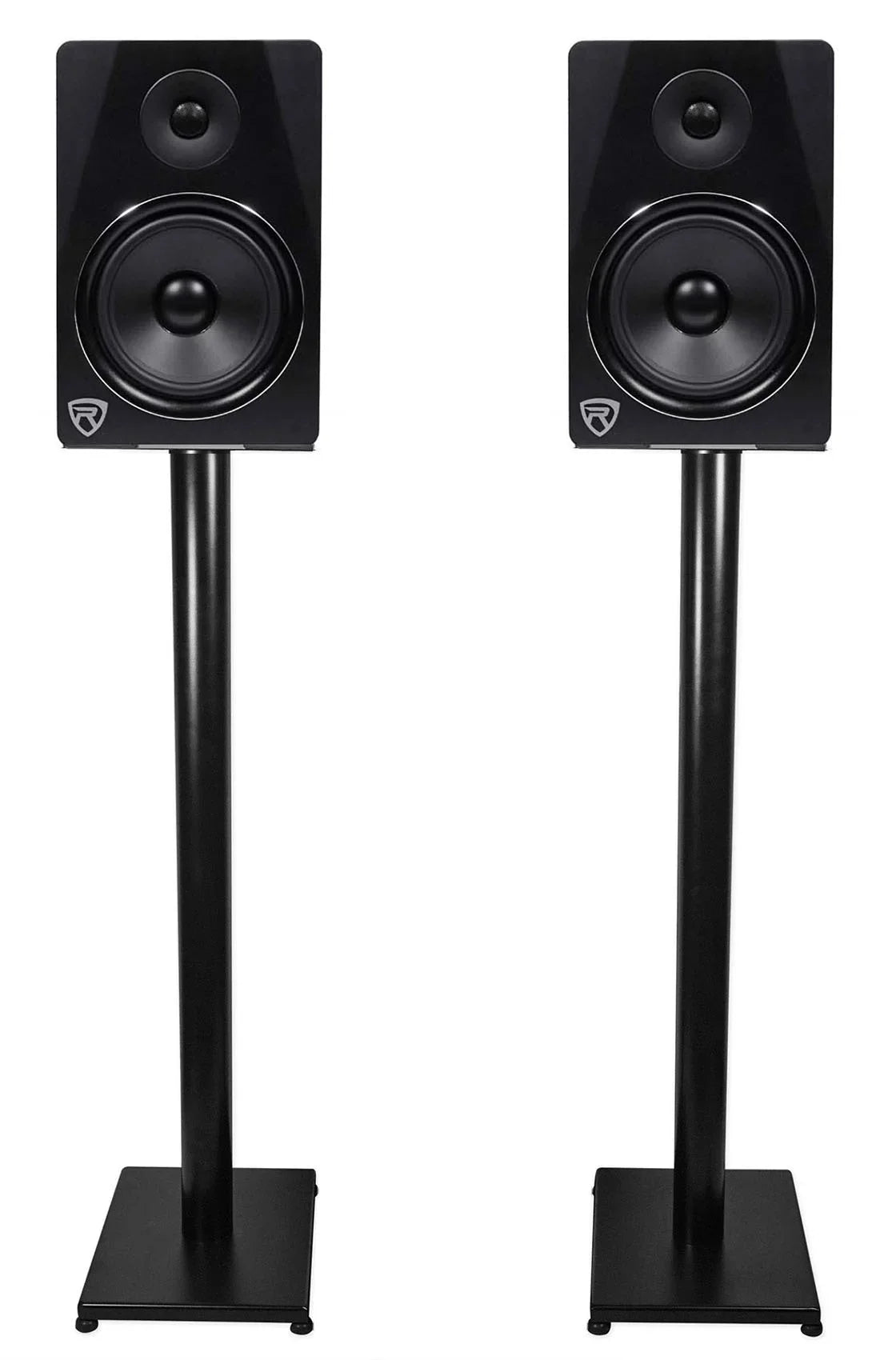 / Bookshelf Speaker Black 37" Stands Rockville RS37B in Monitor Studio Steel Pair