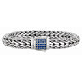 Blue Designer Bracelet - & Sapphire Spiga Wheat Silver Woven 8.25"
