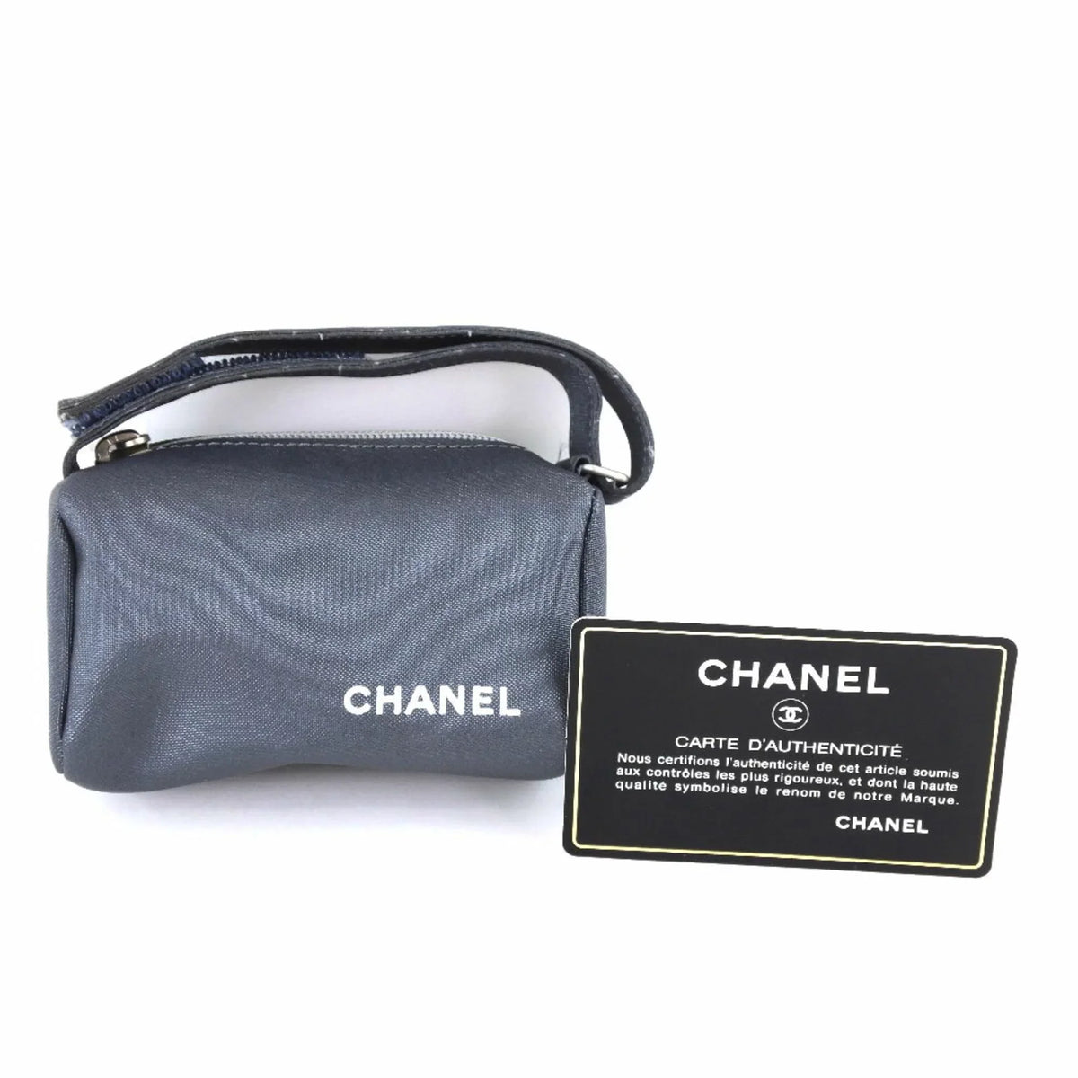 Pre-Owned Gray (Fair) Pouch Logo Nylon Vintage Ladies