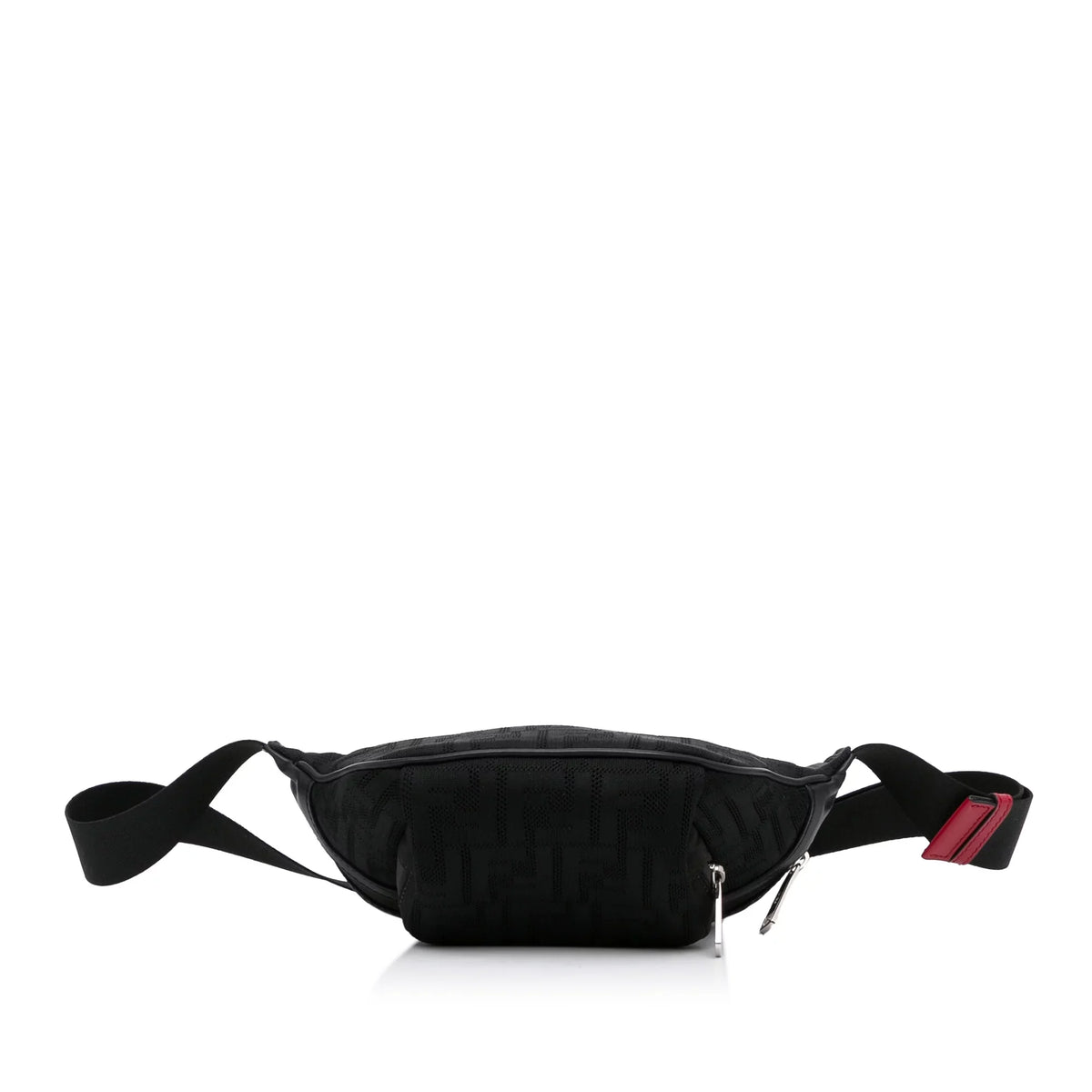 Grace Knit Vitello Neoprene Pre-Owned Bag Black Fabric FF Pocket Unisex Fendi (Good) Authenticated Perforated Belt